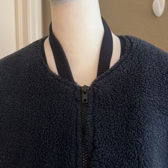 American Stitch Fleece Bomber Jacket Navy Size Small - Picture 2 of 12